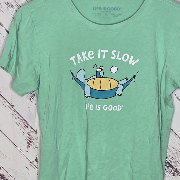Life Is Good Take It Slow Relaxing Turtle Tee - Picture 2 of 4